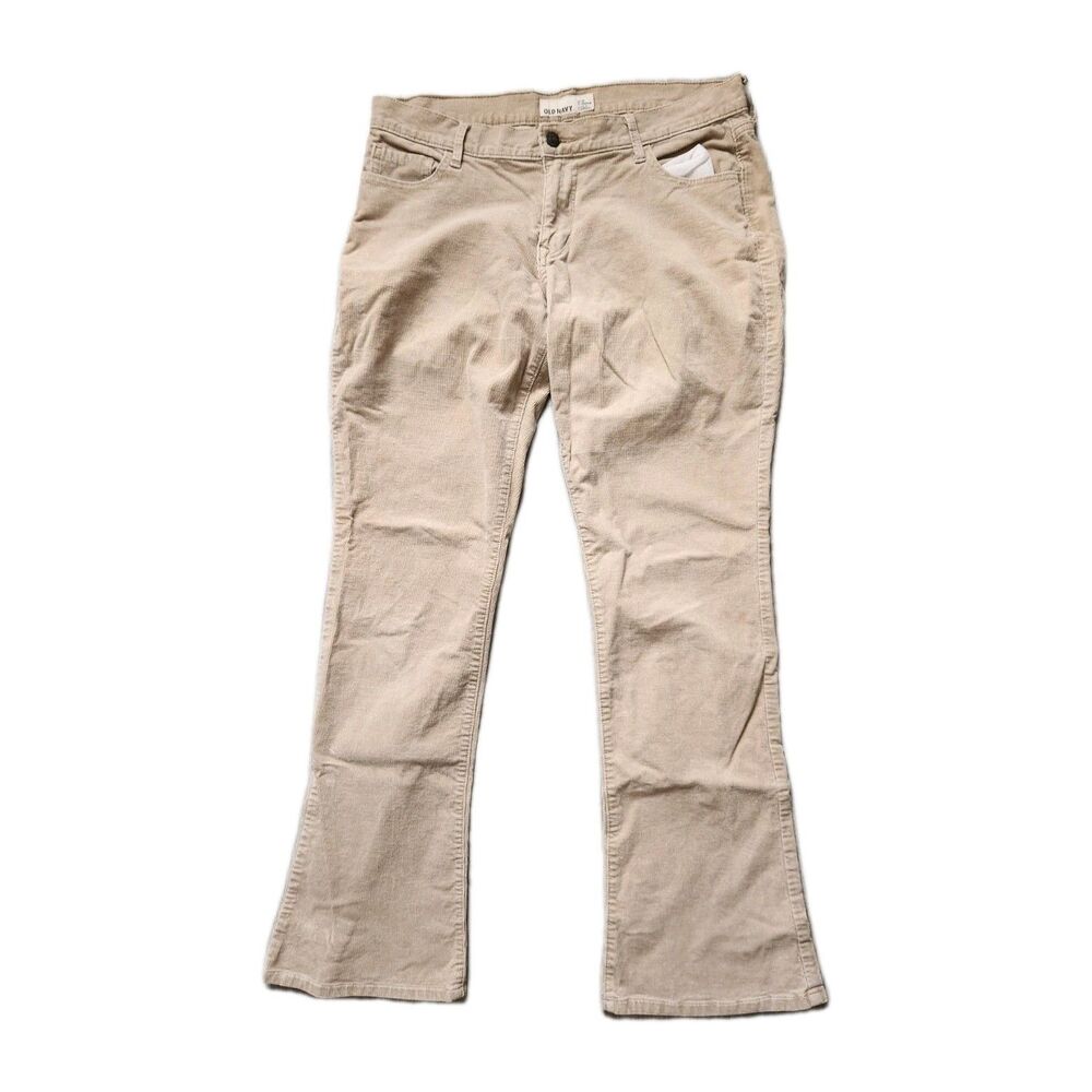 VTG Old Navy Corduroy Pants Womens 8 Beige Bootcut Stretch Mid Rise Casual EUC